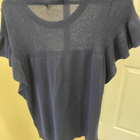 Summer navy knit short sleeve with ruffles. - Picture 2 of 5